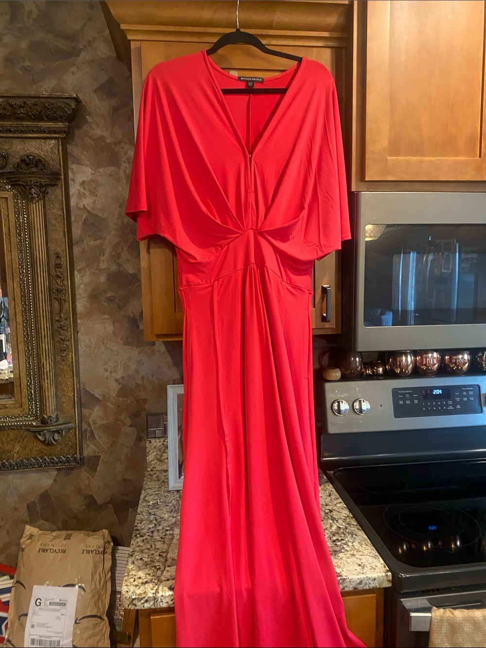 Boston Proper Red Twist-Front Maxi Dress worn once . Beautiful color